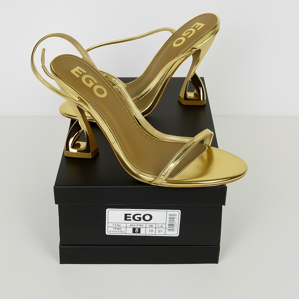 EGO Gold Strappy Heels – Size 10